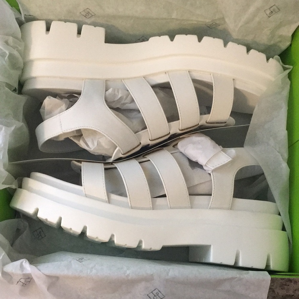 White Call It Spring Chunky Sandals - Picture 7 of 16